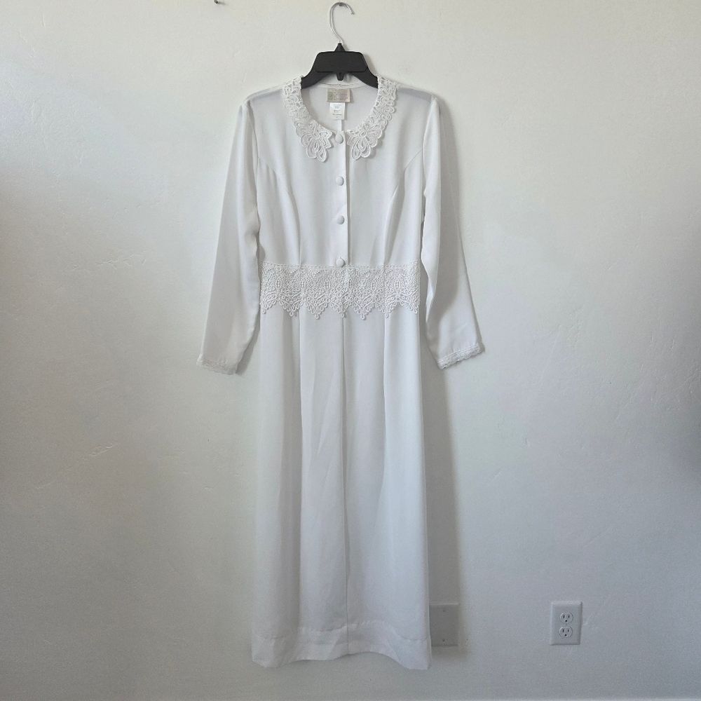 California Dynasty White Maxi Dress Vintage Style Victorian Modest Grandma Small